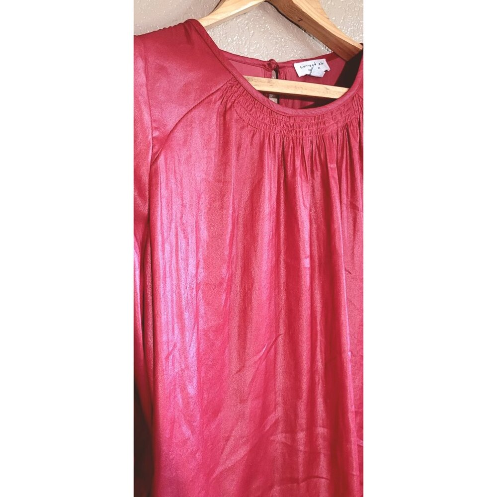 Current Air Red Long Sleeve Blouse With Ruched Cuffs Size Medium - Picture 2 of 9
